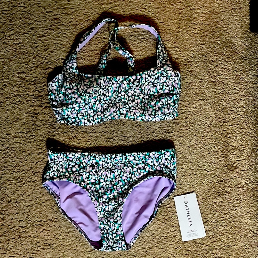 Athleta Clean full swim bottom NWT and matching top 34D/DD NWOT
